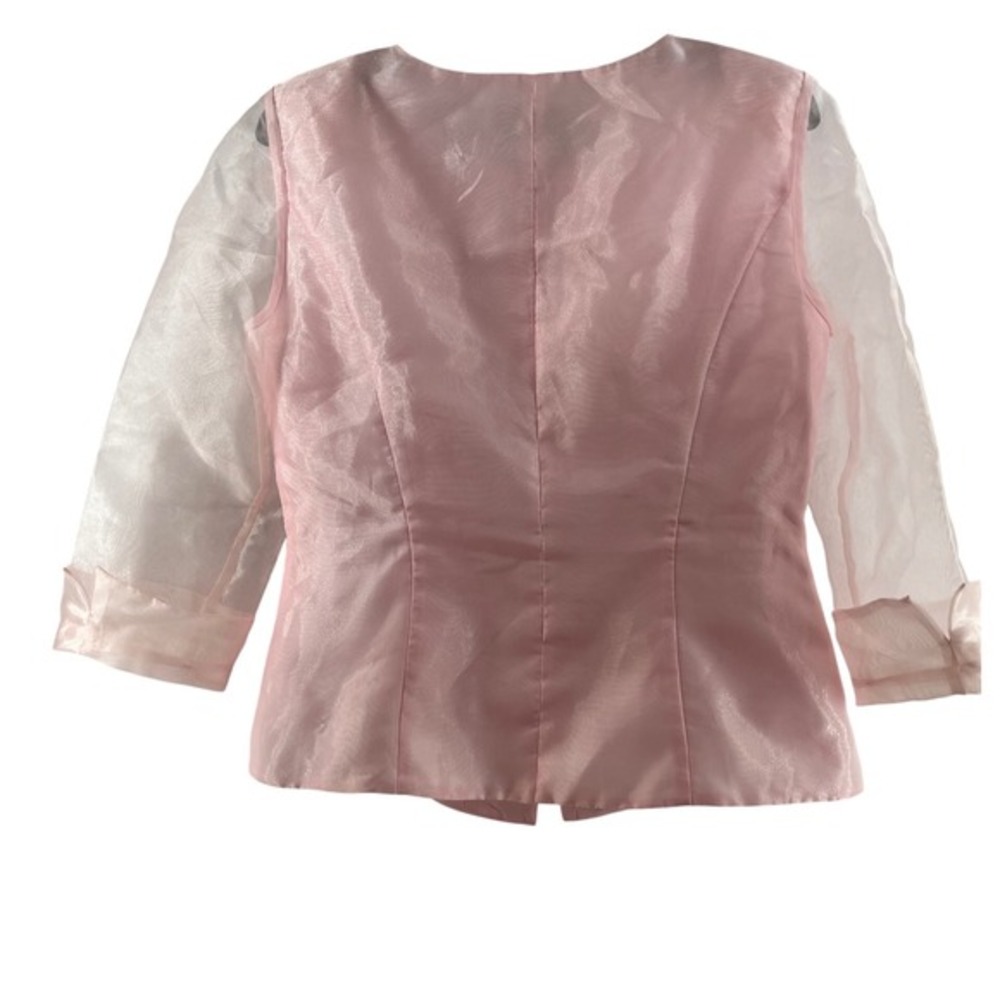 Alex Evenings Blouse Womens Medium‎ Pink Excellent Shimmer Sheer Sleeve Formal - Picture 3 of 8